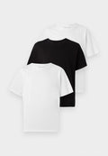 Jack & Jones JJHUGO LOOSE TEE CREW NECK 3 PACK - Basic T-shirt - white/black
