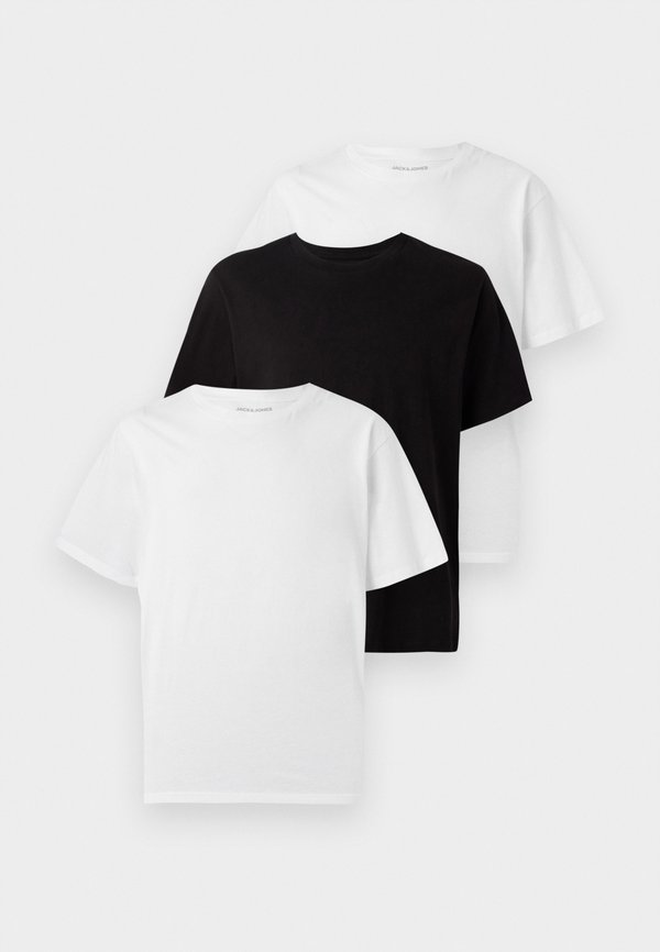 Jack & Jones JJHUGO LOOSE TEE CREW NECK 3 PACK - Basic T-shirt - white/black