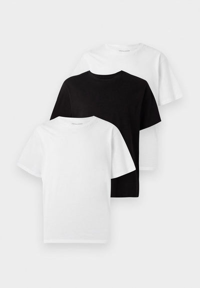 Jack & Jones JJHUGO LOOSE TEE CREW NECK 3 PACK - Basic T-shirt - white/black