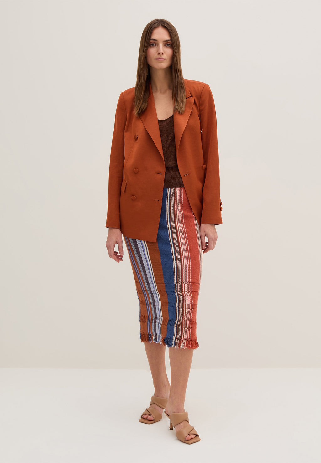 Stefanel STRIPED MIDI WITH FRINGING