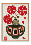 Poster and Frame UKIYO VASE FLOWER GREIGE