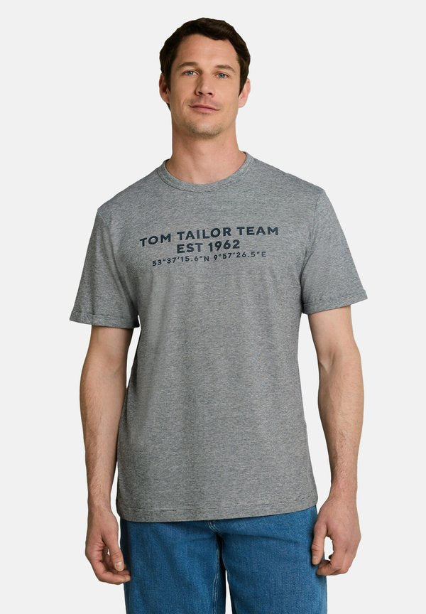 TOM TAILOR T-SHIRT MIT LOGO-PRINT - Print T-shirt - navy white stripes
