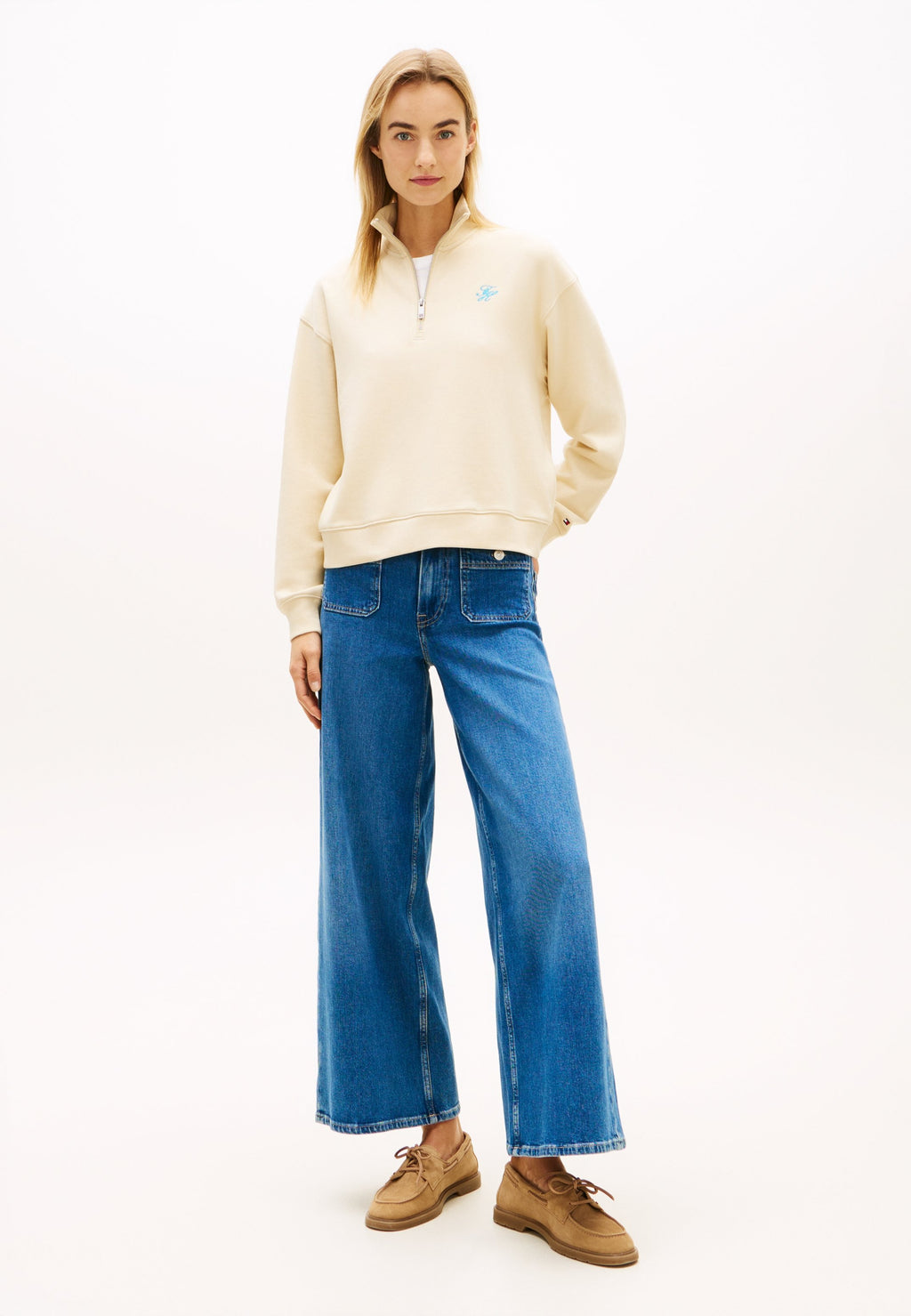 LOGO EMBROIDERY TERRY HALF-ZIP JUMPER Media 2