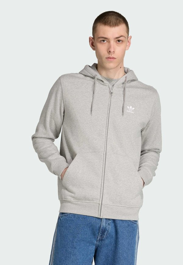 adidas Originals ESS FZ HD - Zip-up sweatshirt - medium grey heather   white