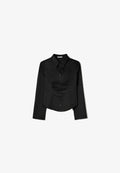 Bershka RUSTIC PRINT - Button-down blouse - black