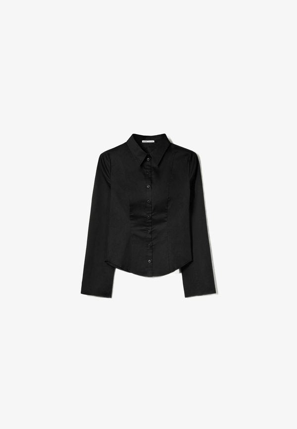 Bershka RUSTIC PRINT - Button-down blouse - black