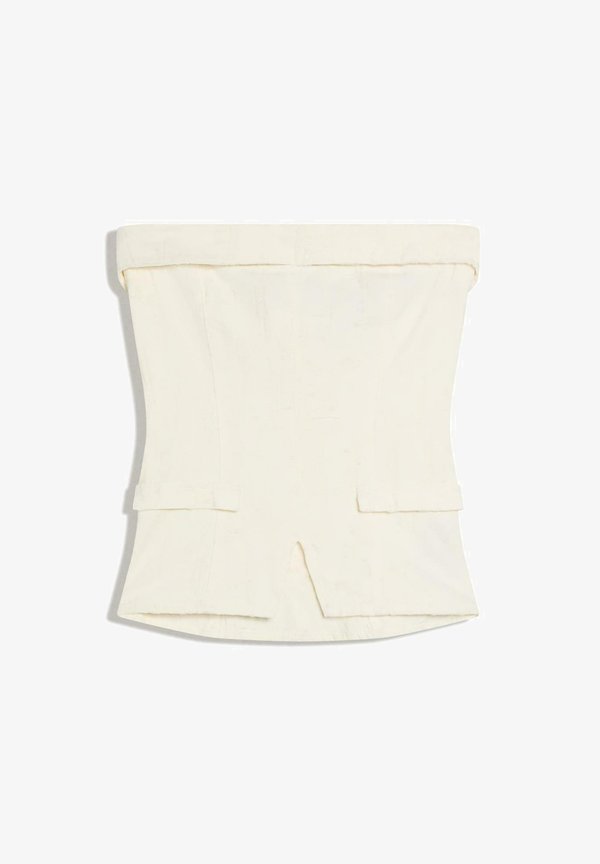 Bershka TEXTURED BANDEAU TOP - Blouse - white