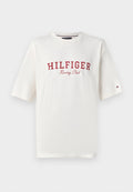 Tommy Hilfiger LOGO RELAXED MESH T-SHIRT - Print T-shirt - ivory petal