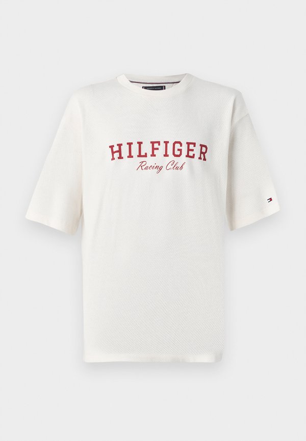 Tommy Hilfiger LOGO RELAXED MESH T-SHIRT - Print T-shirt - ivory petal