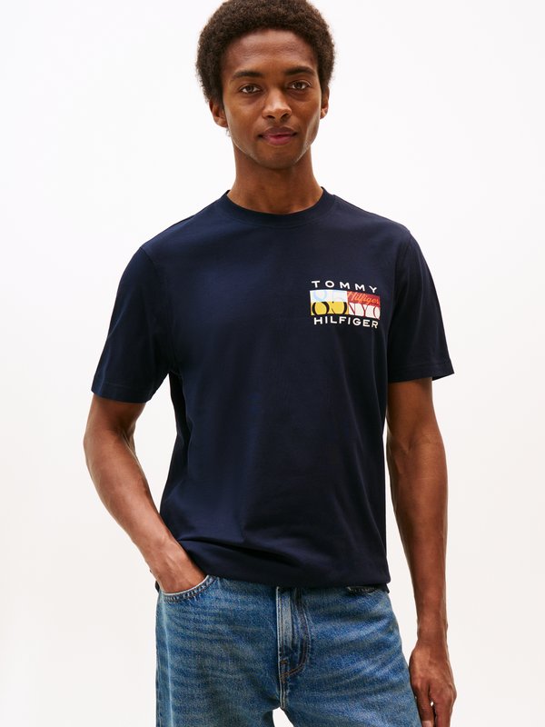 Tommy Hilfiger COLOUR FLAG TEE - Print T-shirt - desert sky