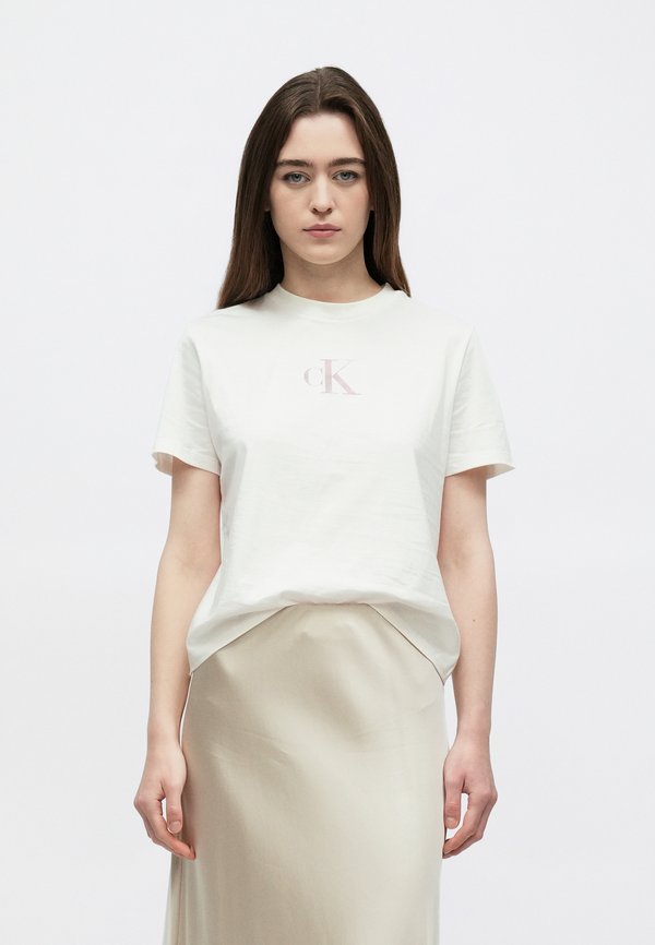 Calvin Klein Jeans CLASSIC FOIL TEE - Print T-shirt - white/greige