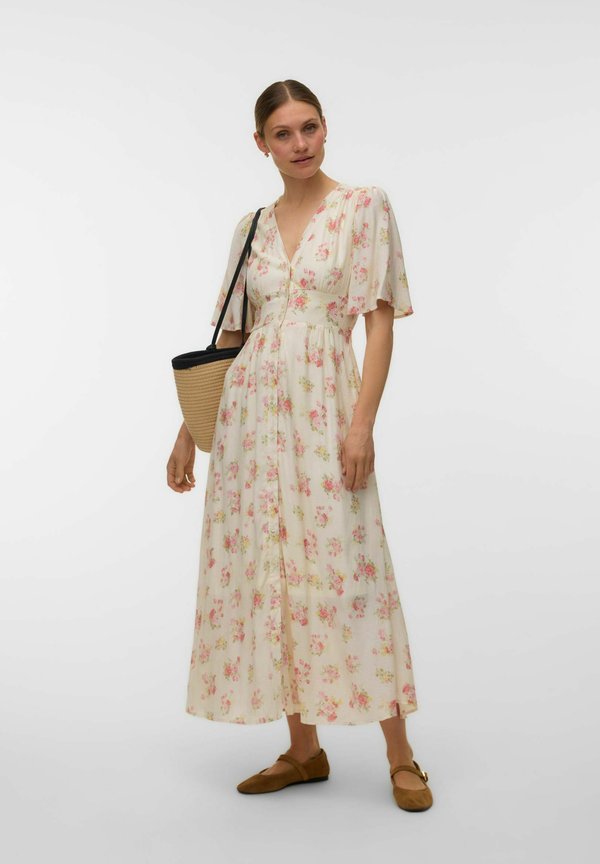 Vero Moda VMBELLA 2/4 BUTTON ANKLE DRESS - Day dress - birch