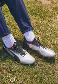 Puma KING ULTIMATE - Firm-ground football boots - ilver/black/sun struck/white