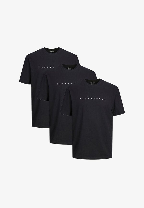 Jack & Jones 3ER PACK STAR JJ - Print T-shirt - schwarz