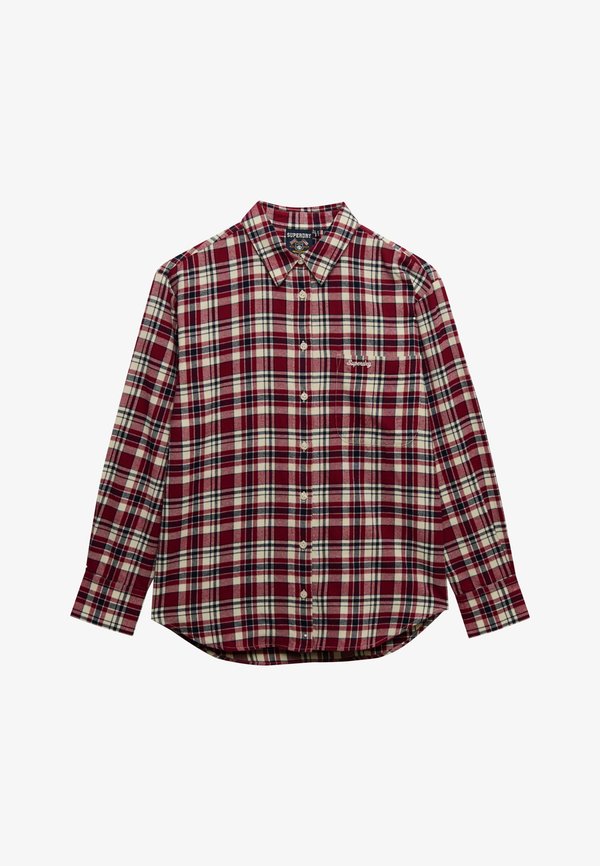 Superdry & Co SUPERDRY CHECK FLANNEL RELAXED SHIRT.. - Button-down blouse - bordeaux red check