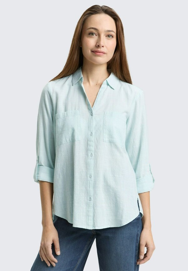 TOM TAILOR BLOUSE WITH SLUB STRUCTURE - Button-down blouse - new blue haze