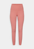 Rosa high-waisted Leggings aus dehnbarem Material, mit glatter Textur und figurbetontem Design ohne sichtbare Muster oder Hardware.