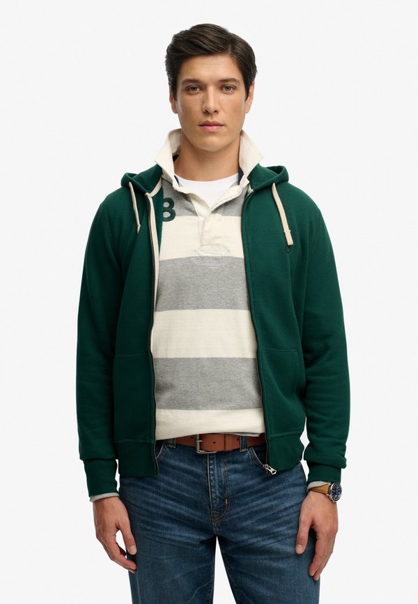 Superdry & Co MONOGRAM EMBROIDERED HOODIE - Zip-up sweatshirt - varsity green