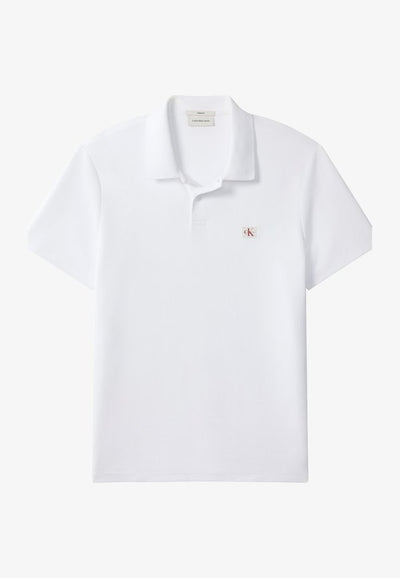 Calvin Klein Jeans MICRO WAFFLE CLASSIC BADGE - Polo shirt - bright white