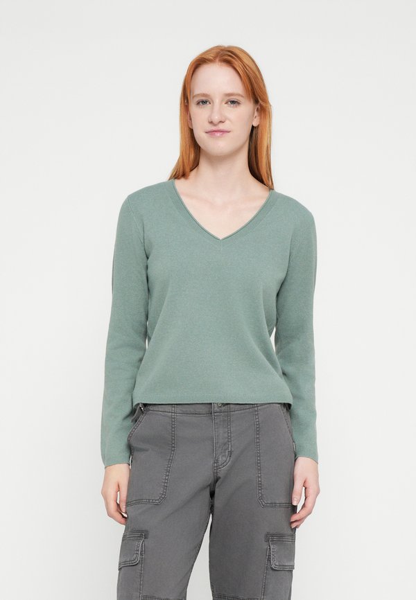 ONLY ONLLOYAL VNECK - Jumper - chinois green/melange