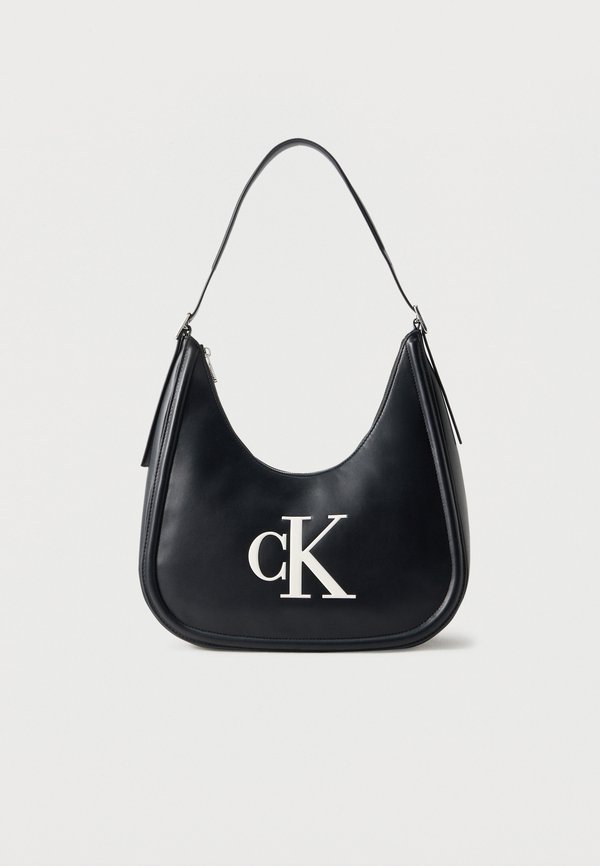 Calvin Klein BOLD CRESCENT BAG - Handbag - black/white