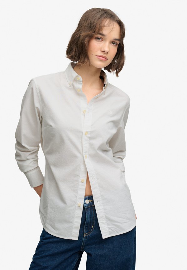 Superdry & Co OXFORD LONG SLEEVE - Button-down blouse - optic white oxford