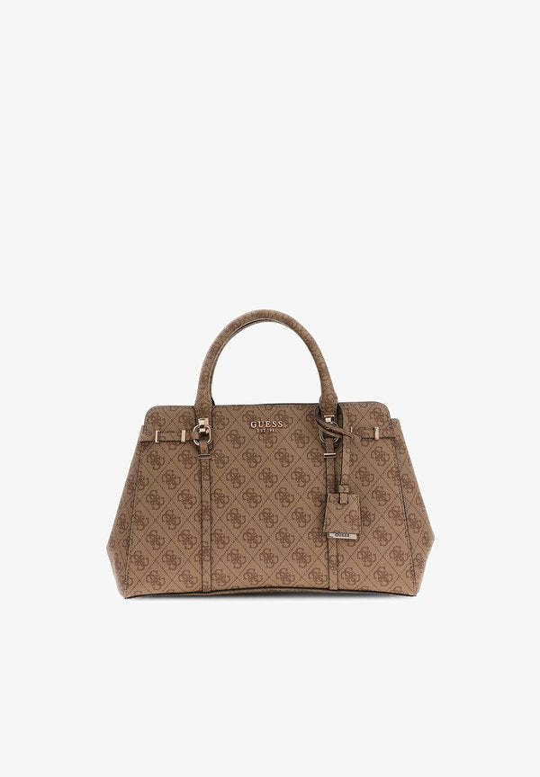 Guess LEONA LOGO - Handbag - beige
