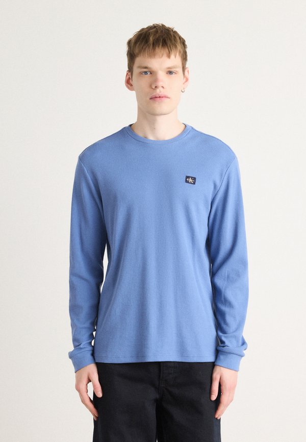 Calvin Klein Jeans WAFFLE LABEL TEE - Long sleeved top - dull nile blue