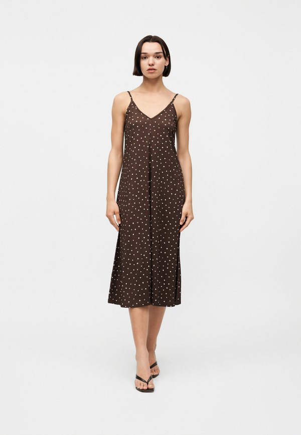 ONLY ONLMOLLY V NECK - Day dress - brown