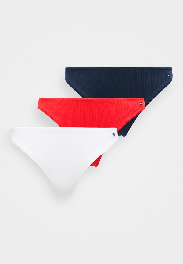 Tommy Hilfiger 3-PACK HILFIGER FLAG DIPPED WAIST THONGS - Thong - fire red/white/navy