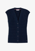 Tommy Hilfiger MID GG CABLE VEST CARDI - CO CABLE MID GG - Waistcoat - dark night navy