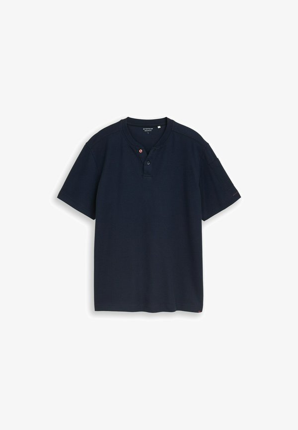 TOM TAILOR TOM TAILOR T-SHIRT HENLEY T-SHIRT MIT WAFFELSTRUKTUR - Basic T-shirt - sky captain blue