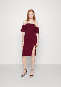 WAL G. CYLON OFF SHOULDER MIDI DRESS