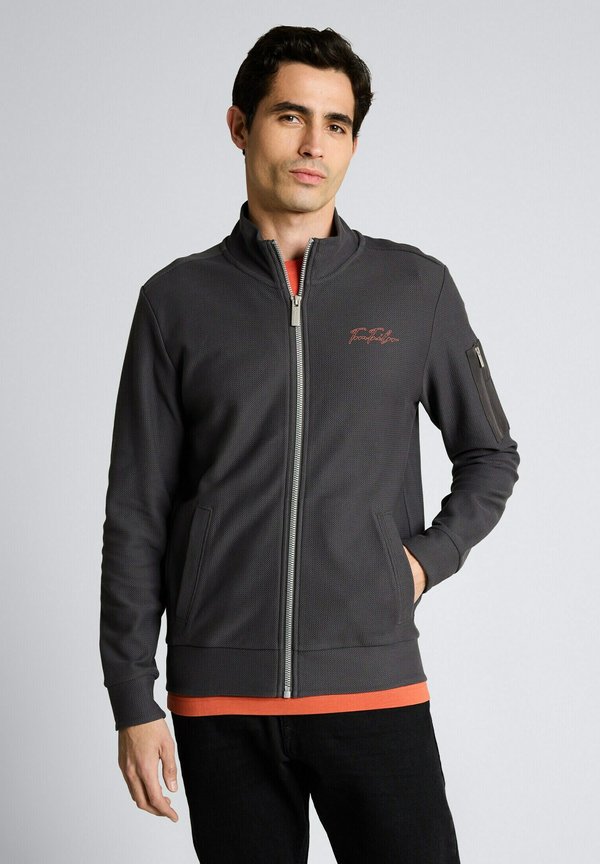 TOM TAILOR MIT STEHKRAGEN - Zip-up sweatshirt - tarmac grey