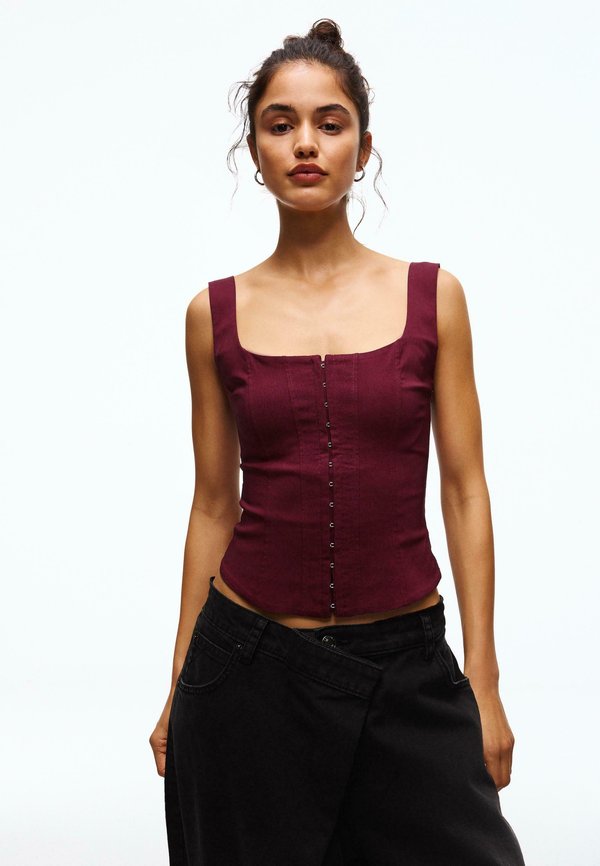 Bershka BENGALINE STRAPPY - TOP 00930710 - Blouse - bordeaux