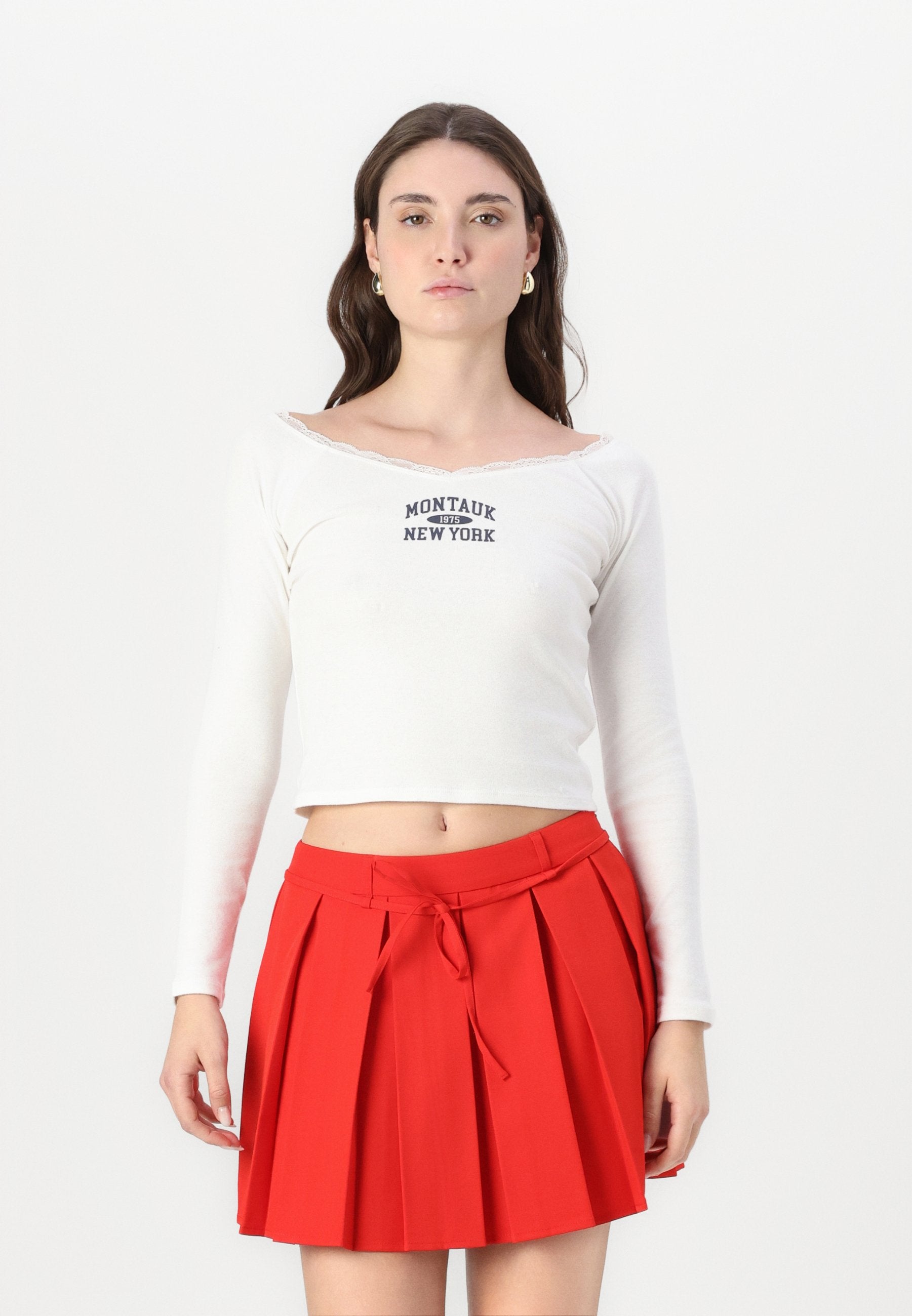 Hollister Co. Lace Trim Off-the-Shoulder San Diego Graphic Tee