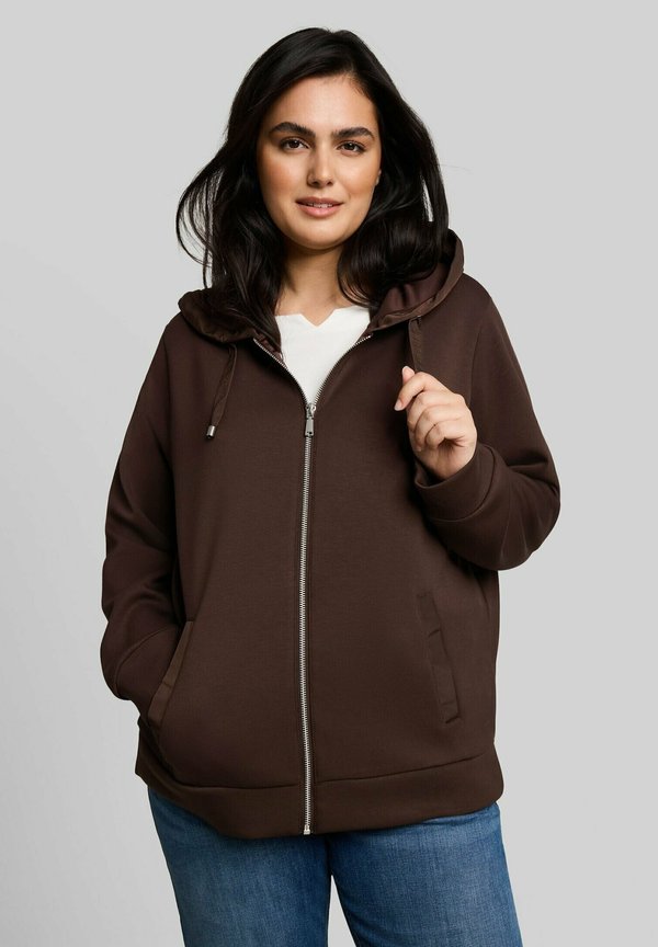 TOM TAILOR TOM TAILOR STRICK & SWEATSHIRTS PLUS SIZE - HOODIE SWEATJACKE AUS SCUBA - Zip-up sweatshirt - java dark brown