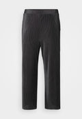 Schwarze, gerippte, knöchellange Hosen mit glatter Textur und einem elastischen Bund für zusätzlichen Komfort. Sie verfügen über ein gerades Bein-Design.