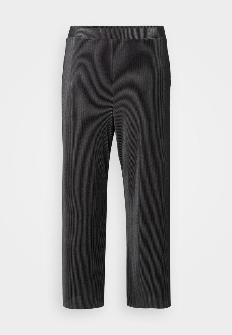 Schwarze, gerippte, knöchellange Hosen mit glatter Textur und einem elastischen Bund für zusätzlichen Komfort. Sie verfügen über ein gerades Bein-Design.