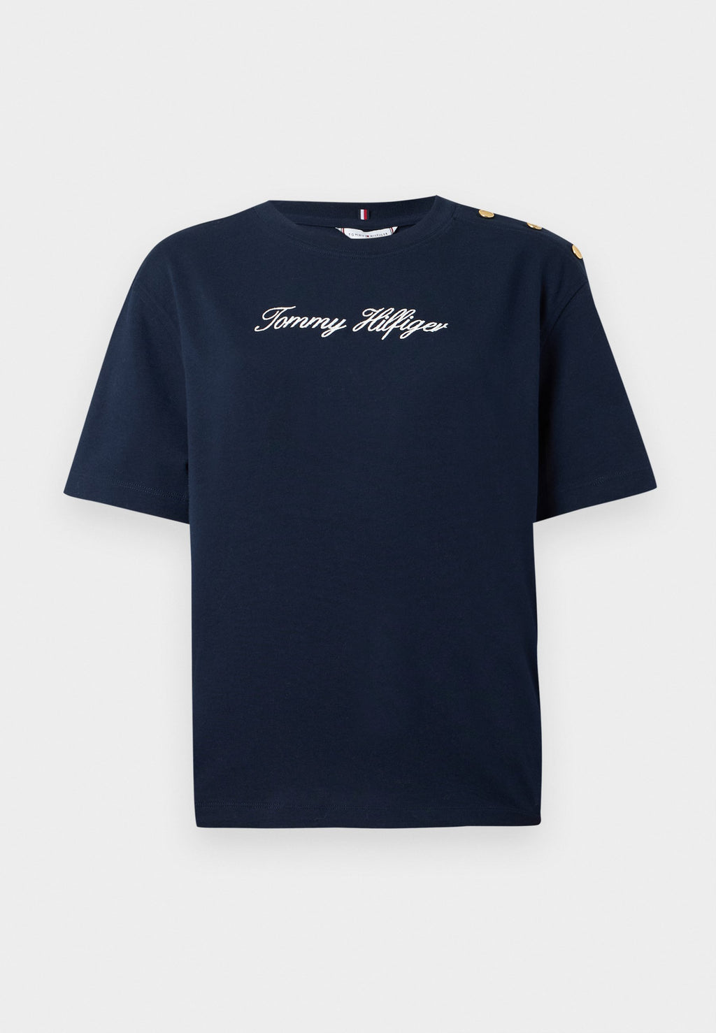 GOLD-TONE BUTTON LOGO EMBROIDERY RELAXED T-SHIRT Media 1
