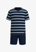 TOM TAILOR KURZ RUNDHALSAUSSCHNITT SINGLE SET - Pyjama set - blau weiß