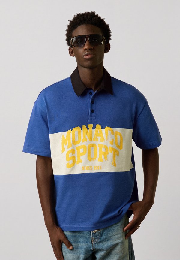 Bershka MONACO1993 PRINT - POLO - Polo shirt - dark blue