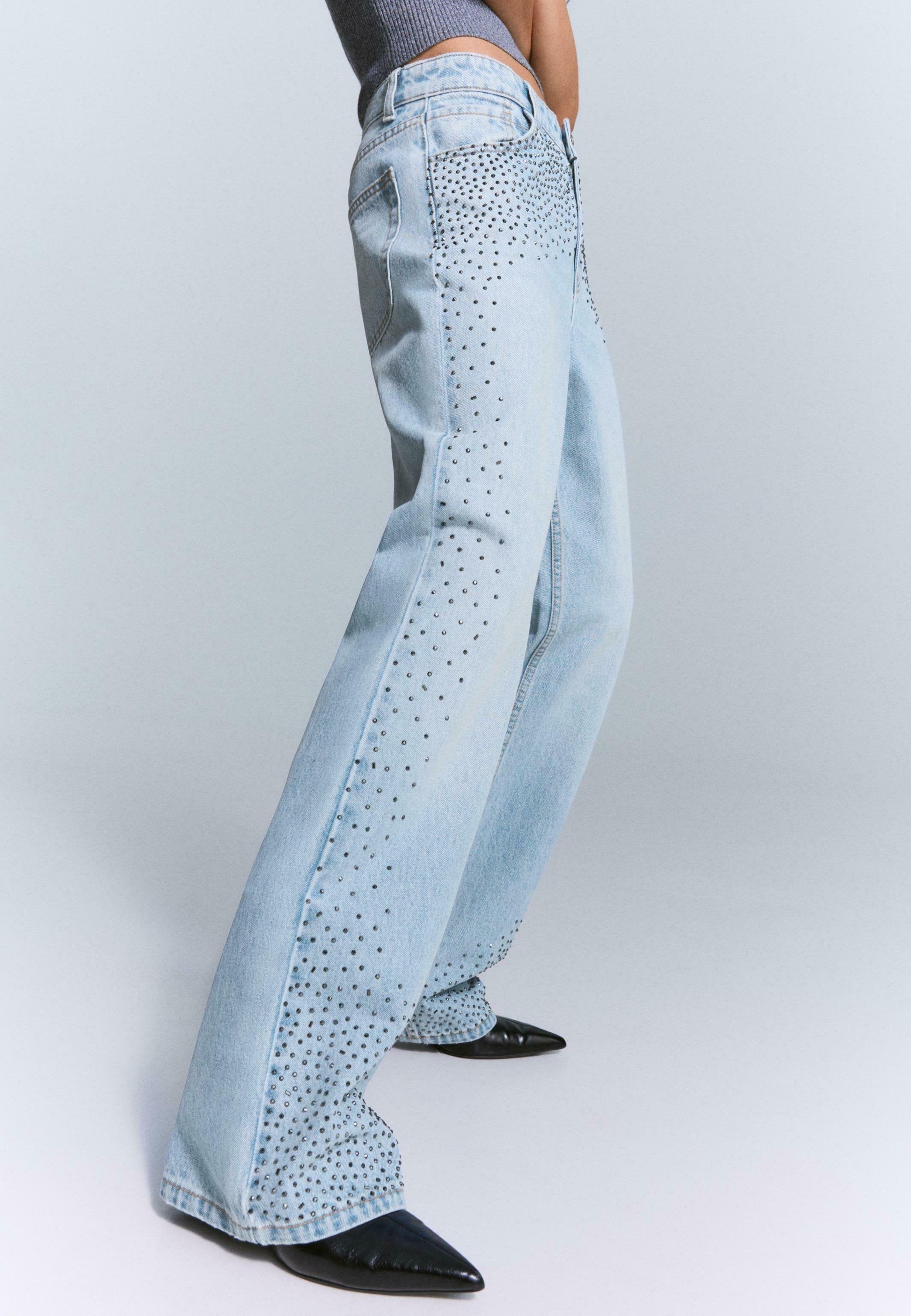 Bershka WIDE- WITH RHINESTONES