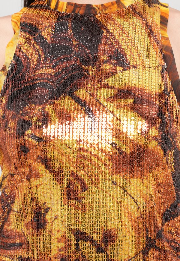Roberto Cavalli DRESS TIGEREYE PRINTED ON ALL OVER PAILLETTES