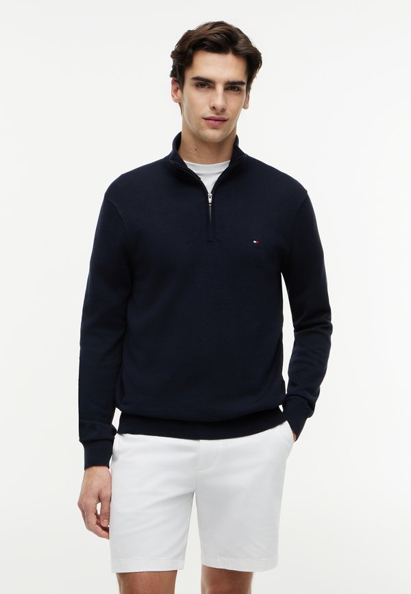 Tommy Hilfiger QUARTER ZIP MOCK NECK - Jumper - desert sky