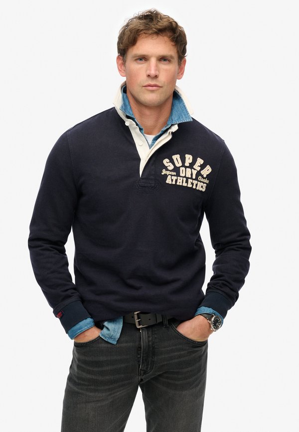 Superdry & Co VINTAGE ATHLETIC RUGBY  - Long sleeved top - eclipse navy