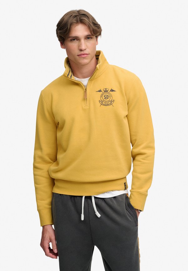 Superdry & Co SUPERDRY GOTHIC VARSITY HALF ZIP SWEATSHIRT.. - Sweatshirt - denim co ochre brown