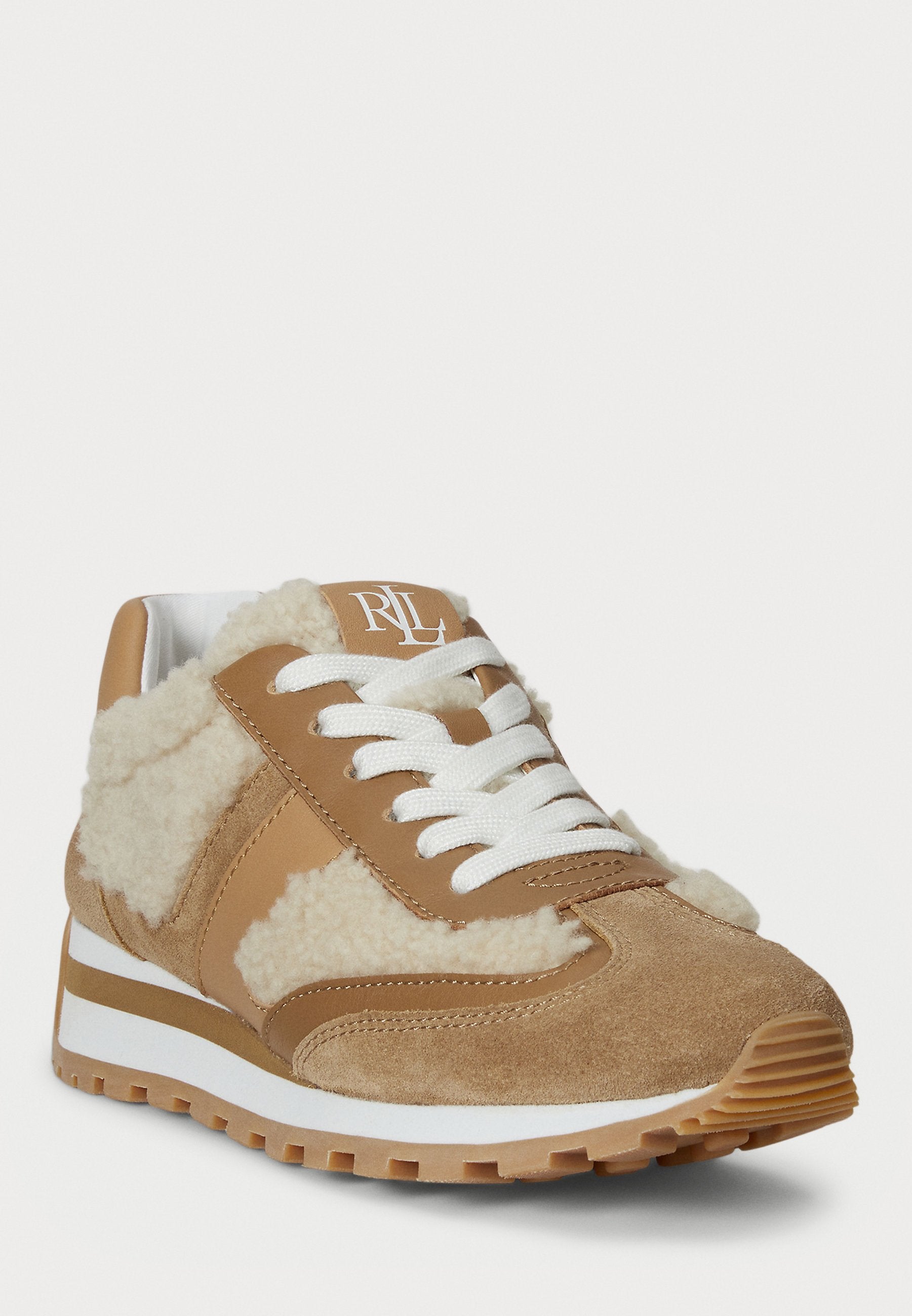 Lauren Ralph Lauren DANI SHEARLING TRIM SUEDE SNEAKER