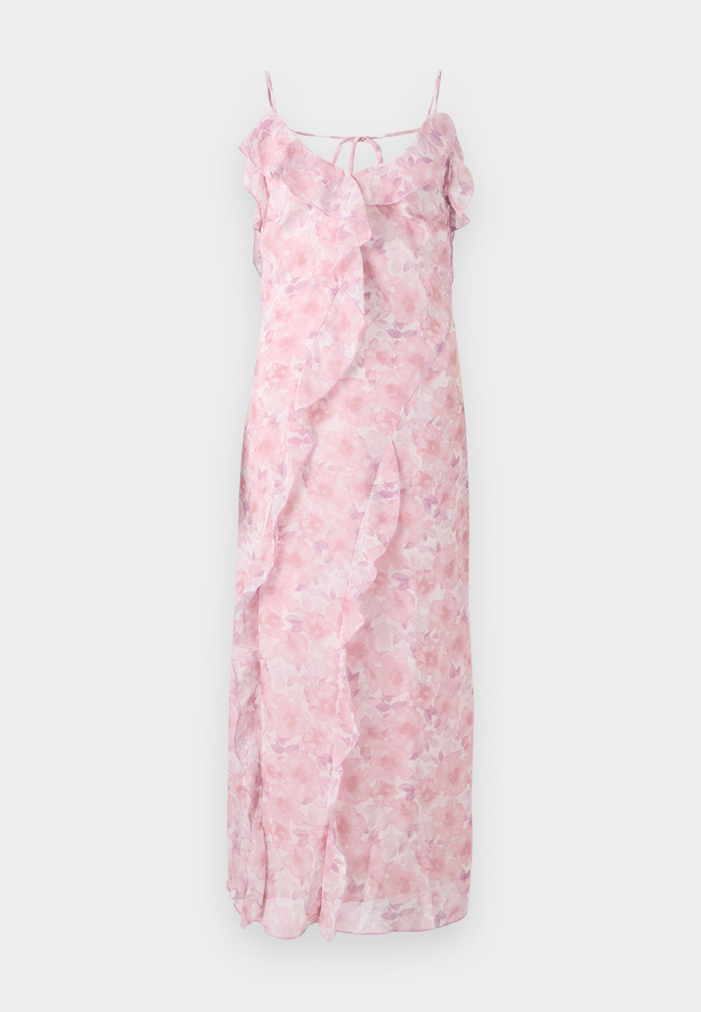 VILA VIARIVA FRILL STRAP MIDI DRESS