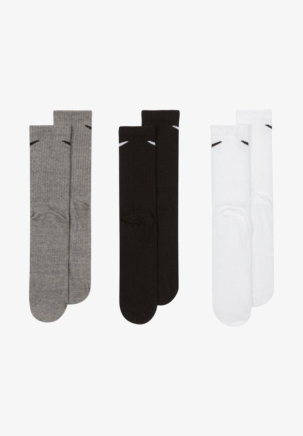 Nike Performance EVERYDAY LIGHTWEIGHT CREW UNISEX 3 PACK - Sports socks - white(black)/carbon heather(black)/black(white)